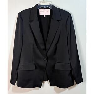 Black Label by Chico's Women's Classic Black One Button Blazer Size 16